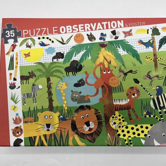 Djeco Observation Puzzle - Jungle Animals, 35 pieces Search & Find EUC - Picture 1 of 3